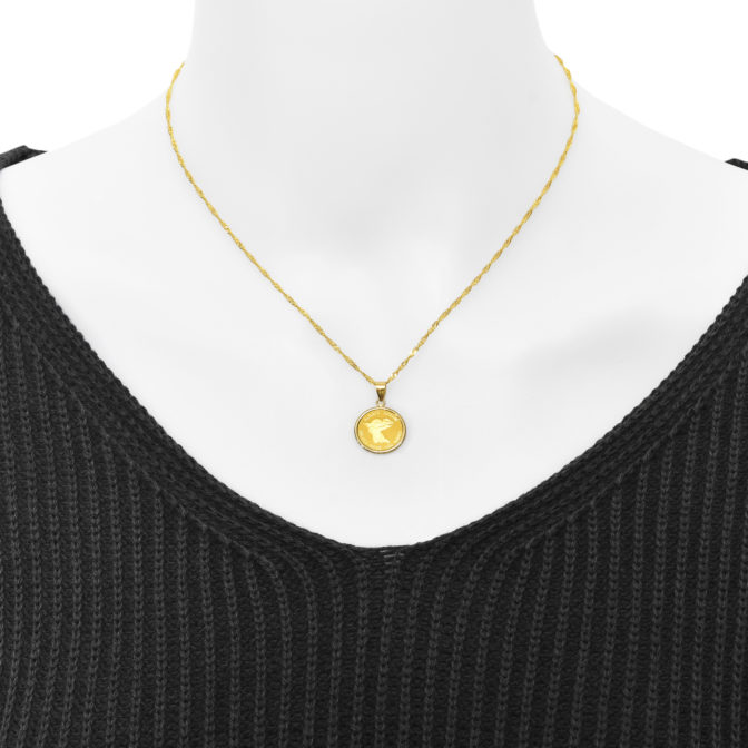 K24 純金 コインペンダント パンプ エンジェル 1/25oz シンプルフレーム