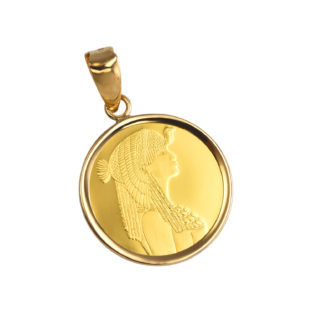 非公開: 廃盤：K24 純金 コイン ペンダント クレオパトラ 1/25oz シンプルフレーム