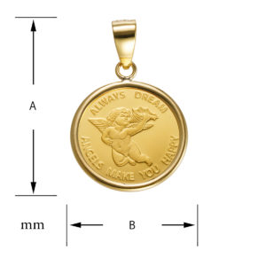 K24 純金 コインペンダント パンプ エンジェル 1/25oz シンプルフレーム
