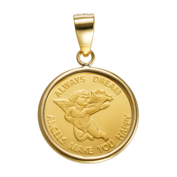 K24 純金 コインペンダント パンプ エンジェル 1/25oz シンプルフレーム