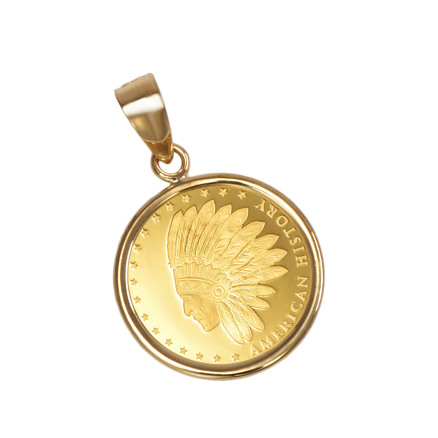 メダル　ネックレス　K18 インディアン　コイン　ダイヤモンド　メダル