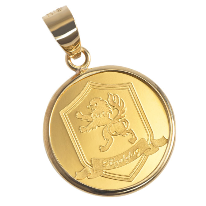 K24 純金 コインペンダント クラウン 1/25oz シンプルフレーム