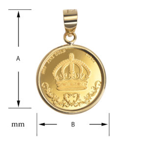 K24 純金 コインペンダント クラウン 1/25oz シンプルフレーム
