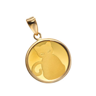 非公開: 廃版：K24 純金 コイン ペンダント パンプ キャット & 肉球 1/25oz シンプルフレーム