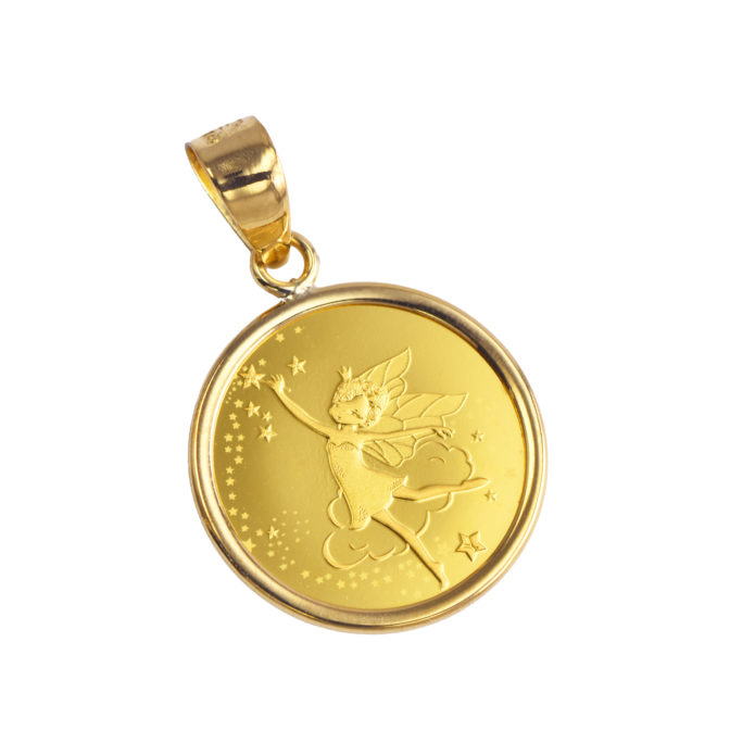 K24 純金 コイン ペンダント フェアリー エリザベス 1/25oz シンプルフレーム