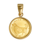 K24 純金 コインペンダント ゴールデンレトリバー & チャールズ 1/30oz シンプル フレーム