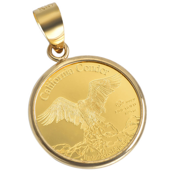 K24 純金 コインペンンダント ウルフ 1/25oz シンプルフレーム