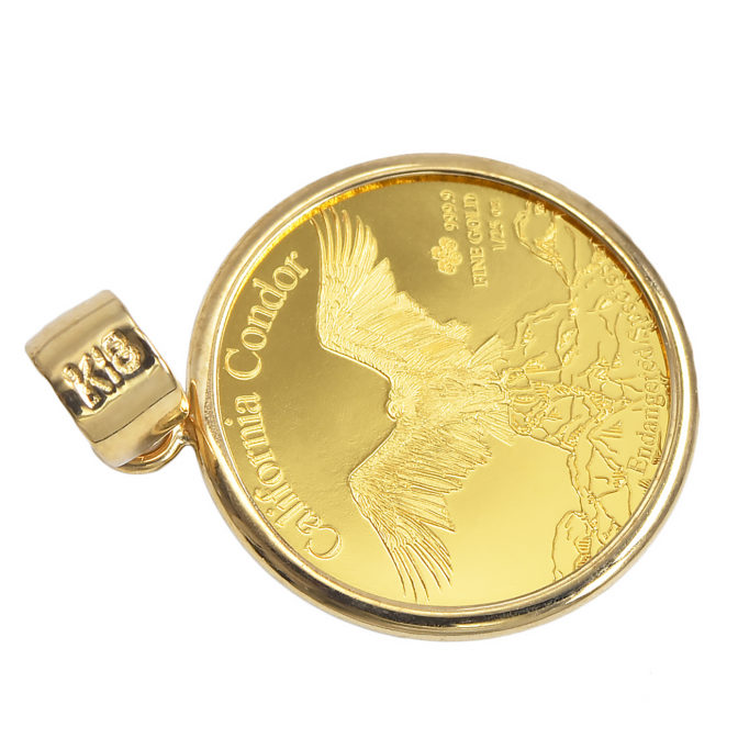 K24 純金 コインペンンダント ウルフ 1/25oz シンプルフレーム