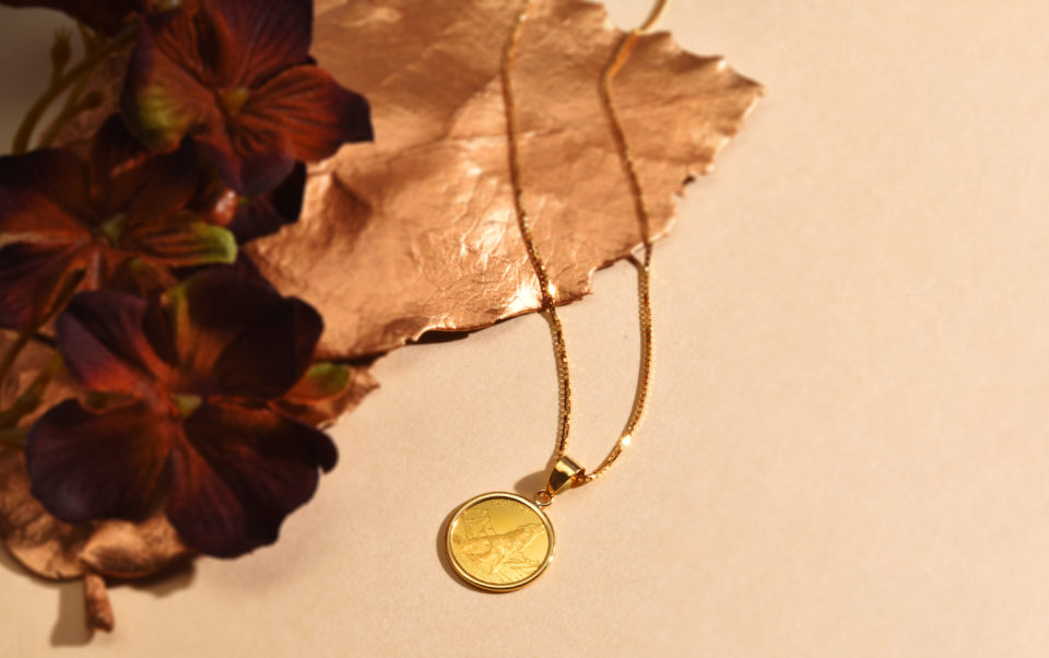 K24 純金 コインペンダント ウルフ & コンドル 1/25オンス シンプル