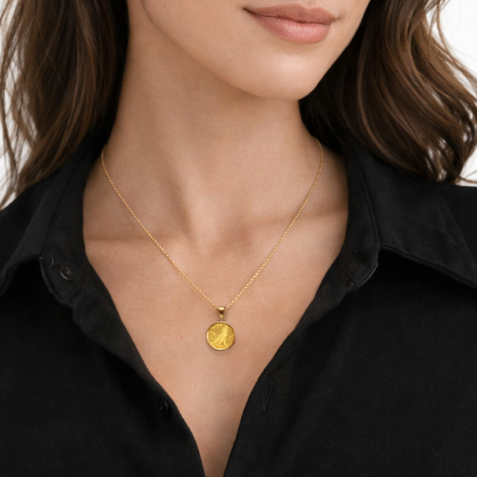 K24 純金 コインペンンダント ウルフ 1/25oz シンプルフレーム