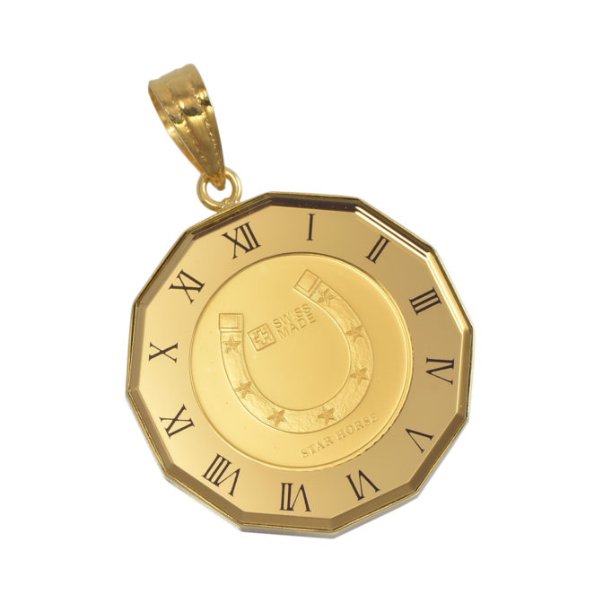 K24 純金 コインペンダント ホース ホースシュー 1/25oz 時計ゴールド
