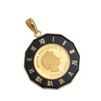K24 純金 コインペンダント ツバルホース エリザベス 1/25oz 時計ブラック