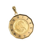 K24 純金 コインペンダント ツバルホース エリザベス 1/25oz 時計ゴールド