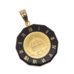 K24 純金 コインペンダント クラウン 1/25oz 時計ブラック