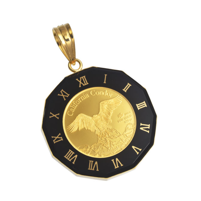 K24 純金 コインペンダント ウルフ コンドル 1/25oz 時計ブラック