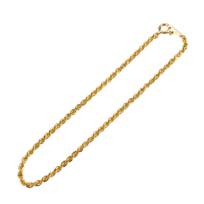 K18 18金 ロープ アンクレット 2.1mm幅