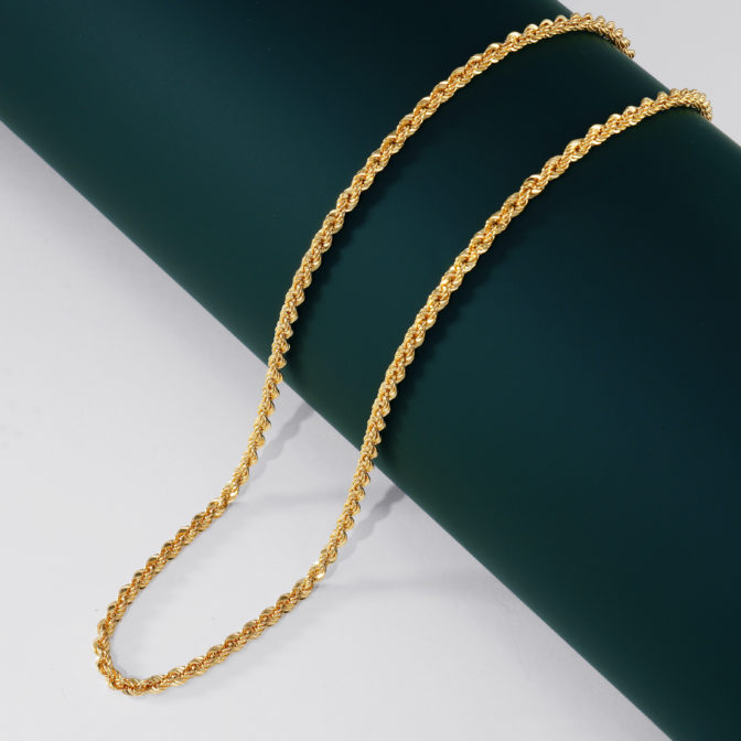 K18 18金 ロープ ネックレス 3mm幅