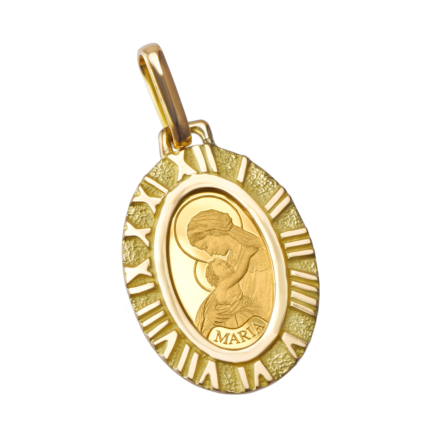 K24 純金 コイン ペンダント 聖母 マリア 1g オーバル デザイン ...