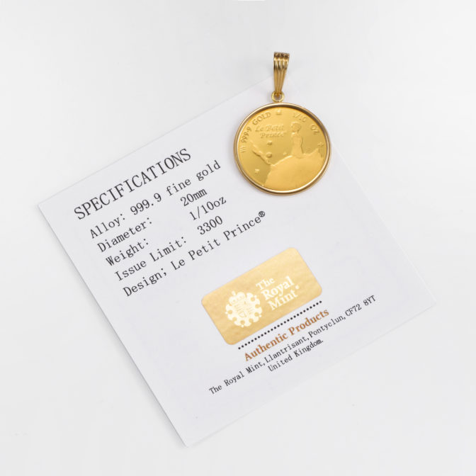 K24 星の王子さま コインペンダント ロイヤルミント 証明書