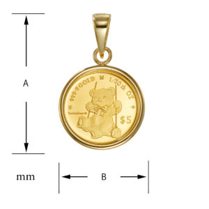 K24 純金 コインペンダント テディベア チャールズ 1/30oz シンプル フレーム