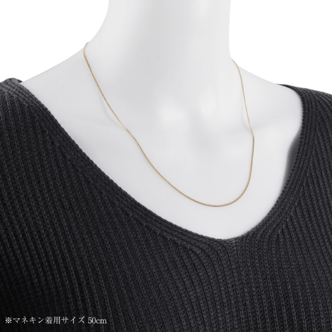 K18 喜平ネックレス 2面カットシングル 1.3mm幅 中空