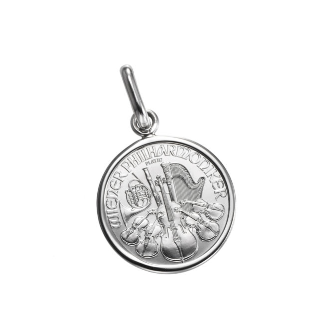 Pt999 純プラチナ コイン ペンダント ウィーンハーモニー 1/25oz シンプルフレーム