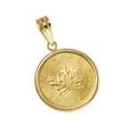 K24 純金 コインペンダント メイプルリーフ 1/10oz シンプルフレーム