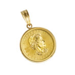 K24 純金 コインペンダント メイプルリーフ 1/10oz シンプルフレーム