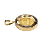 K24 純金 コインペンダント クラウン 獅子 1/25oz カットガラス ゴールド