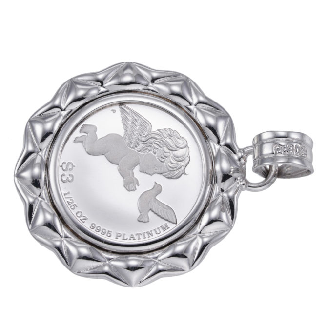 Pt999 純プラチナコインペンダント ツバルエンジェル 1/25oz