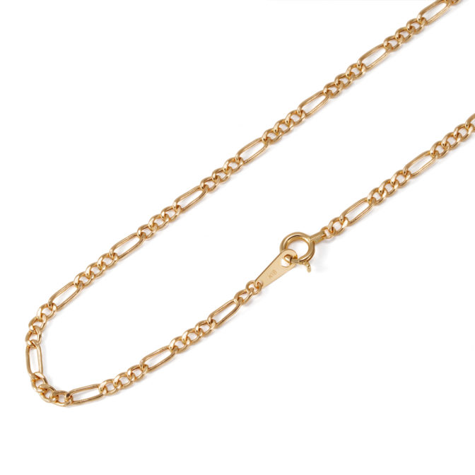 K18 18金 中空 フィガロチェーンネックレス 2.3mm幅