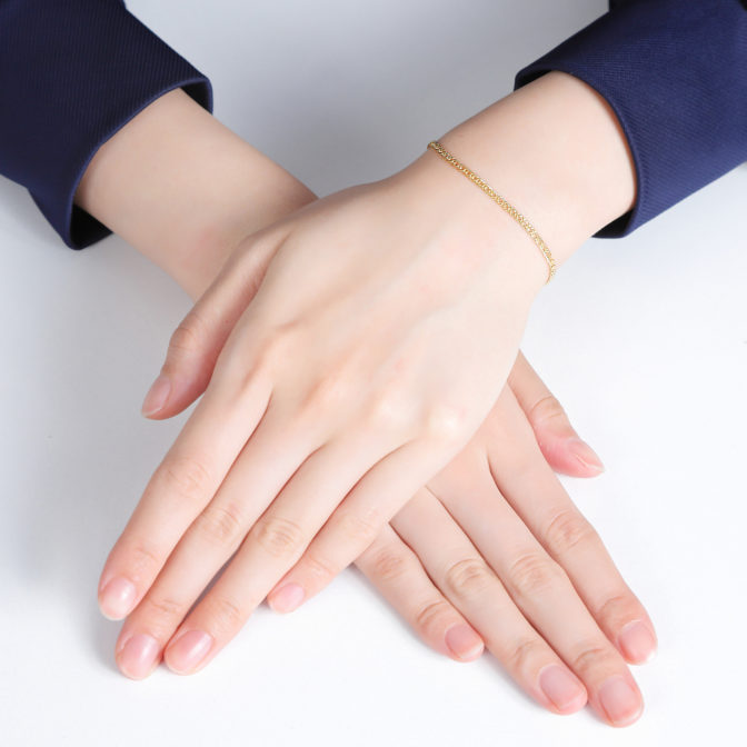 K18 18金 中空 喜平ブレスレット 2面ダブル 2.3mm幅