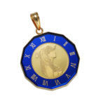 K24 純金 コインペンダント クレオパトラ 1/25oz 時計ブルー