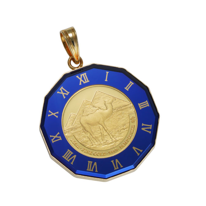 K24 純金 コインペンダント クレオパトラ 1/25oz 時計ブルー