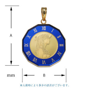 K24 純金 コインペンダント クレオパトラ 1/25oz 時計ブルー