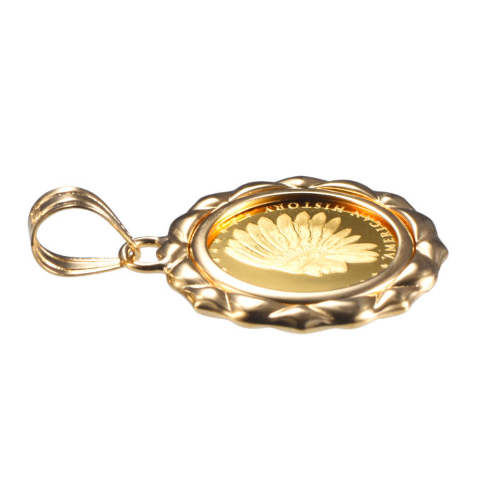 K24 純金 コインペンダント インディアン イーグル 1/25oz デザインフレーム