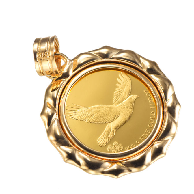 K24 純金 コインペンダント インディアン イーグル 1/25oz デザインフレーム