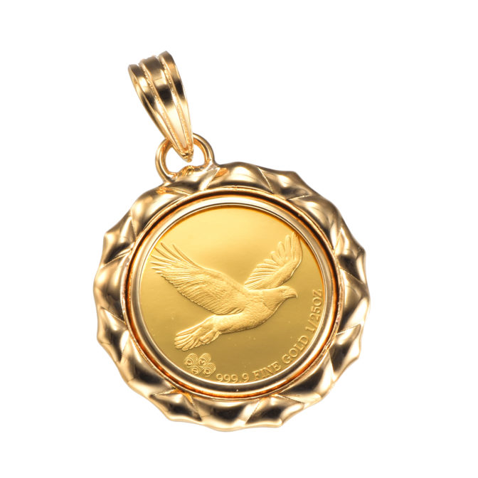 K24 純金 コインペンダント インディアン イーグル 1/25oz デザインフレーム
