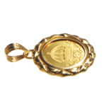 K24 純金 コインペンダント クラウン 獅子 1/25oz デザインフレーム