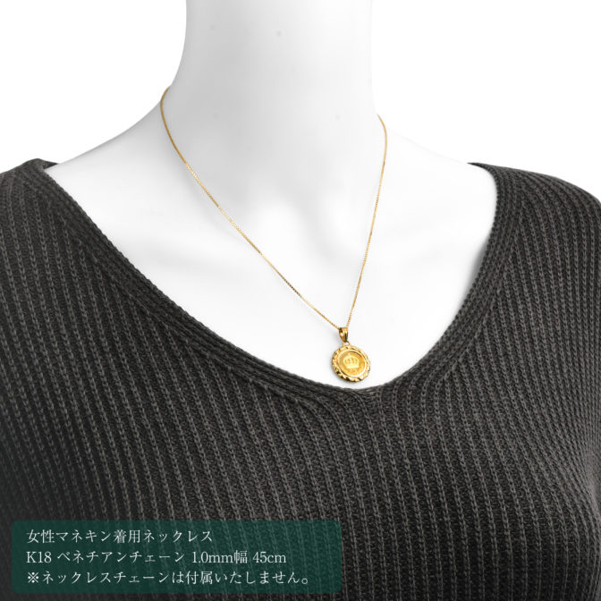 K24 純金 コインペンダント クラウン 獅子 1/25oz デザインフレーム