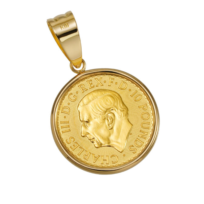 K24 純金 コインペンダント ブリタニア チャールズ 1/10oz