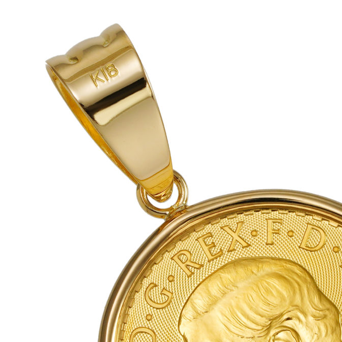 K24 純金 コインペンダント ブリタニア チャールズ 1/10oz
