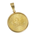 K24 純金 コインペンダント メイプルリーフ 1/4oz シンプルフレーム