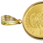 K24 純金 コインペンダント メイプルリーフ 1/4oz シンプルフレーム