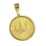 K24 純金 コインペンダント メイプルリーフ チャールズ 1/4oz シンプルフレーム