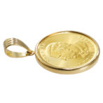 K24 純金 コインペンダント メイプルリーフ チャールズ 1/4oz シンプルフレーム