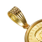 K24 純金 コインペンダント メイプルリーフ チャールズ 1/4oz シンプルフレーム