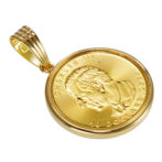 K24 純金 コインペンダント メイプルリーフ チャールズ 1/4oz シンプルフレーム