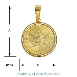 K24 純金 コインペンダント メイプルリーフ 1/4oz シンプルフレーム