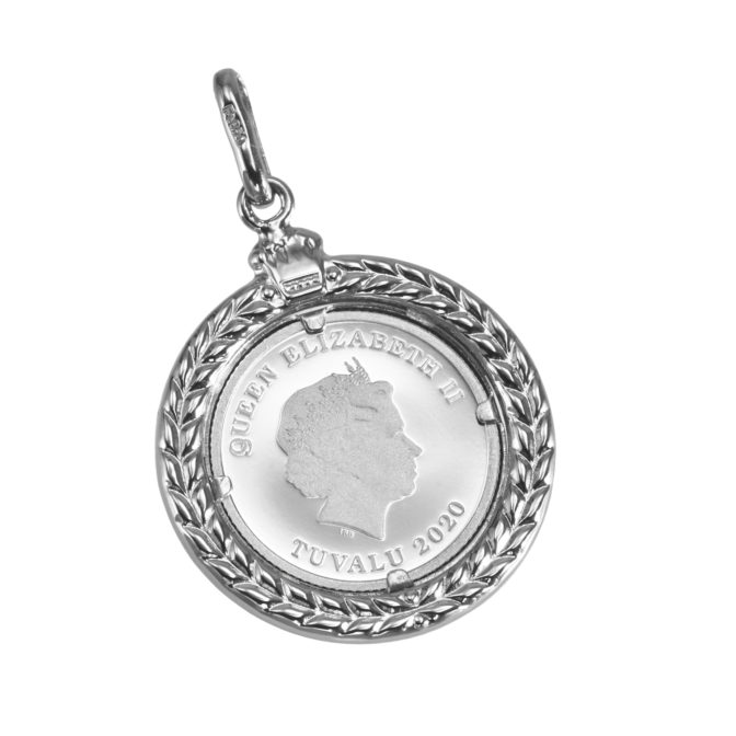 Pt999 純プラチナ コインペンダント ツバルホース 1/25oz デザンフレーム